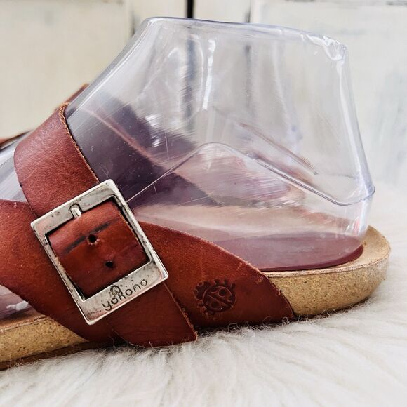 Yokono Ibiza Brown Leather Earthy Loop Toe Slip on Sandals Boho Size 6.5 - Picture 3 of 7